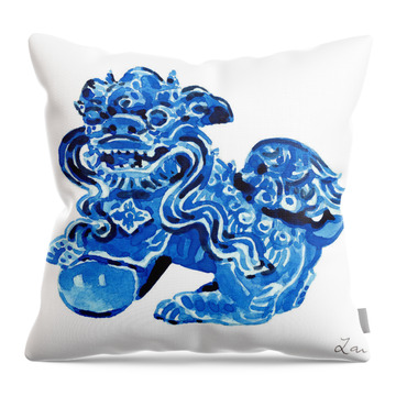 EMF Chinese Foo Shi Shishi Fu Dog Guardian Lion Throw Pillow 16x16 Multicolor 
